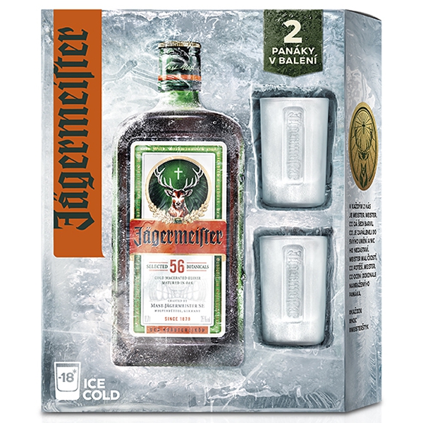 Jägermeister+sklo 35% 0,7l 